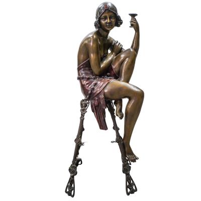 Bronze Art Deco Flapper on Stand