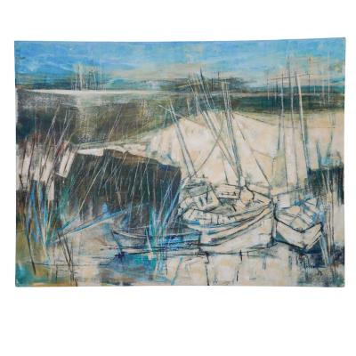 Surrealist Boatyard Painting