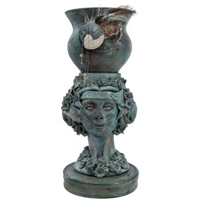 Large Roku Pottery Figural Garden Planter