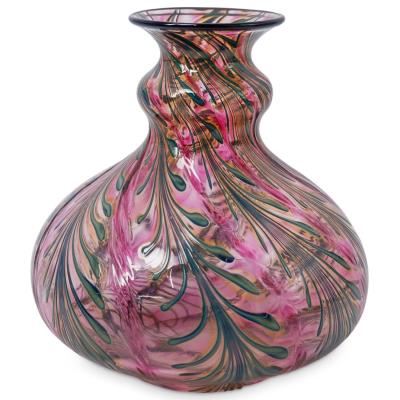 Pulled Feather Art Glass Vase