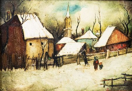"Winter in the Village Road"