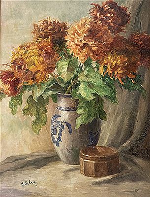 "Rusty Red Chrysanthemums" by Theodor Cateliu - Auction record, sale price, and art valuation. Compare with similar artists and explore comparable artworks.