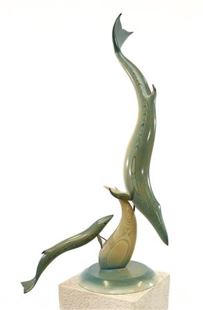 Abstract Mother and Child Whales