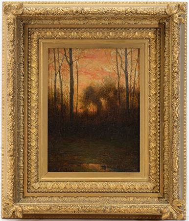 Tonalist Forest Scene at Sunset