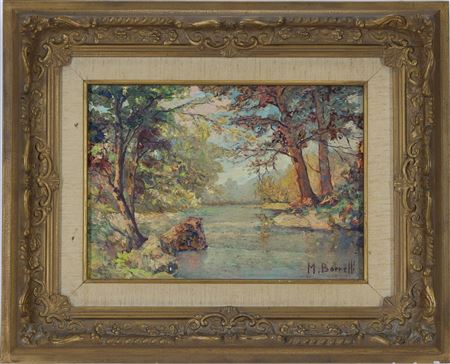 Impressionist river landscape in autumn