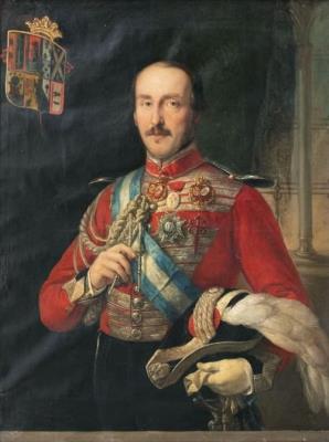 Portrait of Juan Nepomuceno Romero de Terreros y López de Peralta (Mexico City, 1818- Panama, 1862) with uniform of Maestrante of the Real Maestranza of Seville, sash and Grand Cross of the Royal and Distinguished Order of Carlos III, cross of Calatrava a
