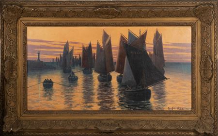 Sailboats at sunset