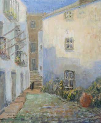 Cat in a Continental Courtyard