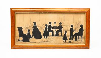 Large Cut Paper and Watercolor Silhouette of Francis