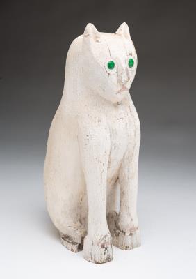 Folk Art Carving of Seated Cat