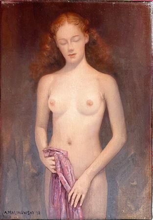 Nude Woman with Purple Sheet