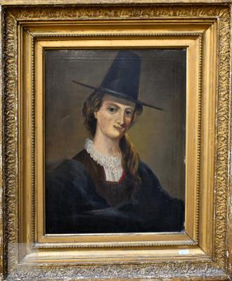 Portrait of a Lady in Welsh Stove-Pipe Hat