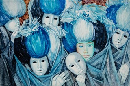 "Masks in blue"