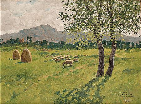 Rural Landscape with Sheep and Haystacks by Augusto Comas Y Blanco - Auction record, sale price, and art valuation. Compare with similar artists and explore comparable artworks.