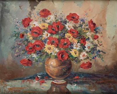 Vase with flowers by Alsge Grunwald Esteban - Auction record, sale price, and art valuation. Compare with similar artists and explore comparable artworks.