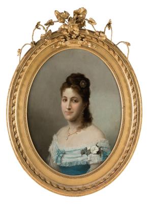 Portrait of a lady in a blue dress