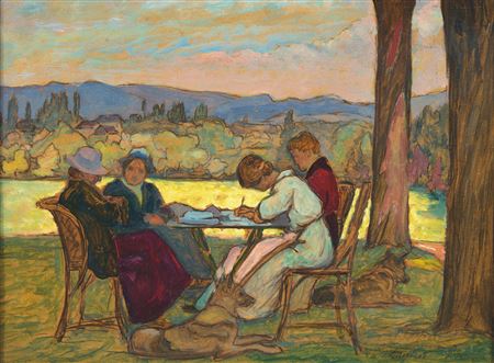 Afternoon under the trees by Auguste Morisot - Auction record, sale price, and art valuation. Compare with similar artists and explore comparable artworks.