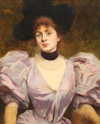 Portrait of an Elegant Lady in a Parma Dress