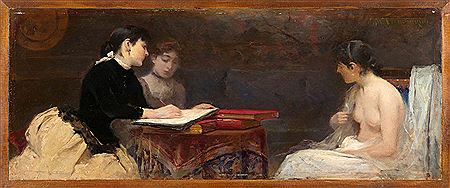The drawing lesson by Jose Maria Tamburini Y Dalmau - Auction record, sale price, and art valuation. Compare with similar artists and explore comparable artworks.