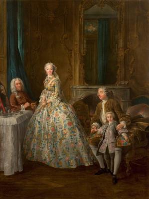 Portrait of Marie-Anne Gaillard de la Bouexière de Gagny, her father, her husband Jean-Hyacinthe Hocquart, seigneur de Montfermeil, and their son Jean-Hyacinthe-Emmanuel Hocquart, future Marquis de Montfermeil