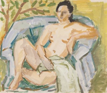 Nude in a blue armchair by Nutzi Acontz - Auction record, sale price, and art valuation. Compare with similar artists and explore comparable artworks.