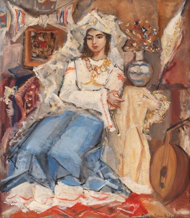 Interior with bride by Magdalena Radulescu - Auction record, sale price, and art valuation. Compare with similar artists and explore comparable artworks.