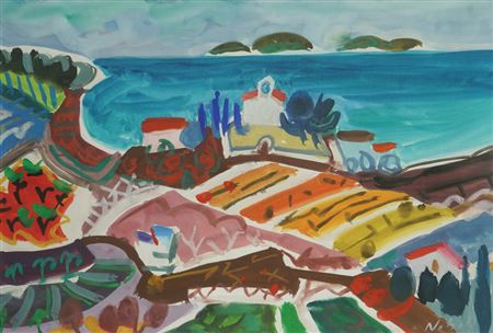 Landscape with a Small Church on Punti by Stipe Nobilo - Auction record, sale price, and art valuation. Compare with similar artists and explore comparable artworks.
