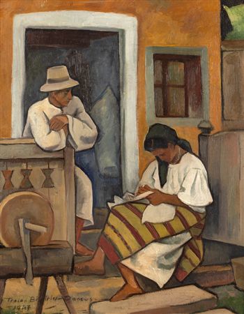 On the porch of the house [1947] by Traian Biltiu-Dancus - Auction record, sale price, and art valuation. Compare with similar artists and explore comparable artworks.