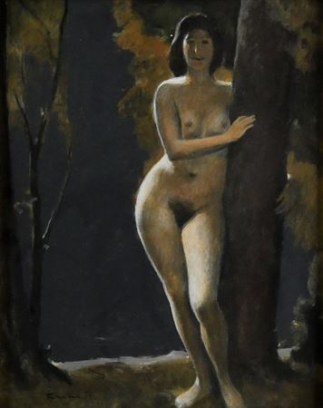 Nude with trees