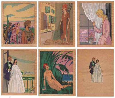 Six art deco drawings
