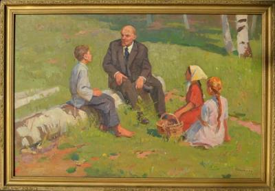 Lenin with a children by Galina Starishko - Auction record, sale price, and art valuation. Compare with similar artists and explore comparable artworks.