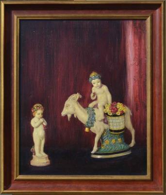 Still-life with porcelain figures