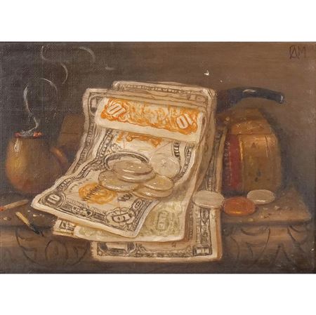Still Life of Money and a Pipe