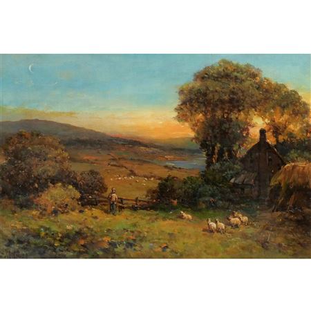 Landscape with a farmer and his flock