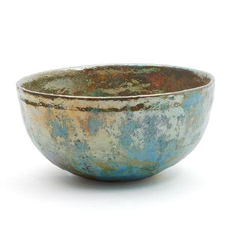 Bowl with Blue Gold Silver Luster