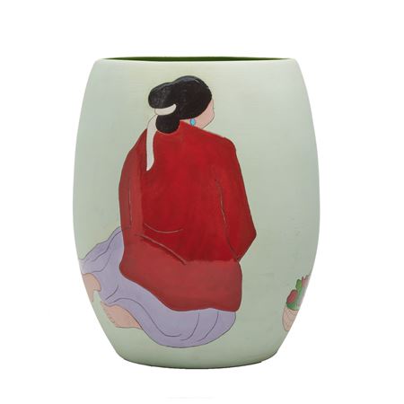 "Woman With Chile Peppers" Vase
