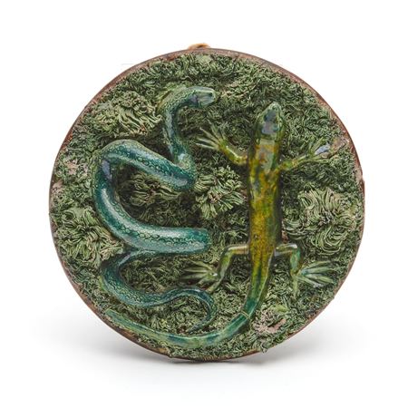 Plate with snake and lizard