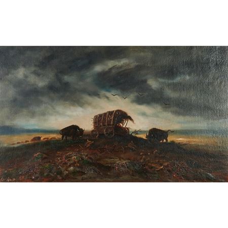 Buffalo Stand Off with Damaged Carriage