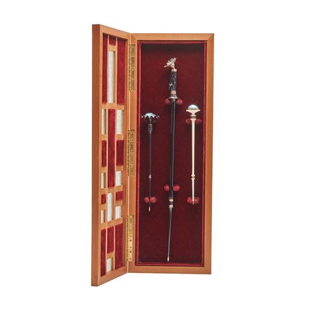 Three Wands Mounted in Hinged Box