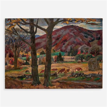 Untitled (Cattle grazing in a mountain landscape)