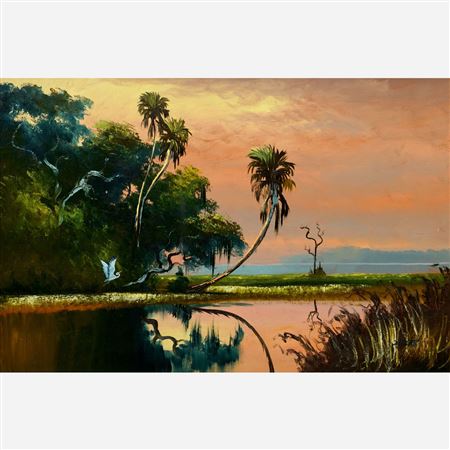 Everglades Sunset by Livingston Roberts - Auction record, sale price, and art valuation. Compare with similar artists and explore comparable artworks.