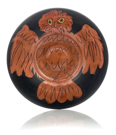 "HIBOU ROUGE SUR FOND NOIR"