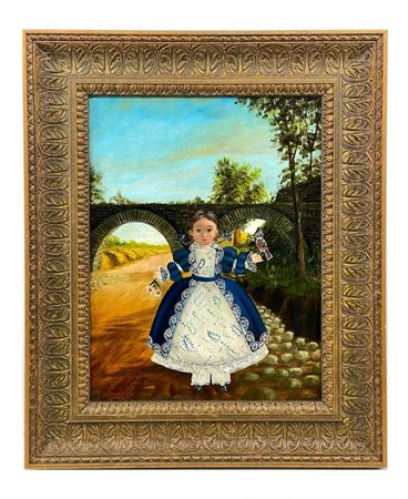 Young Girl With Bird And Flower