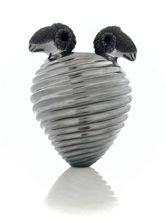 MATA ORTIZ BLACKWARE TWO HEADED RAM VESSEL