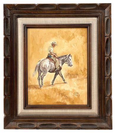 COWBOY ON HORSE by John Jones - Auction record, sale price, and art valuation. Compare with similar artists and explore comparable artworks.