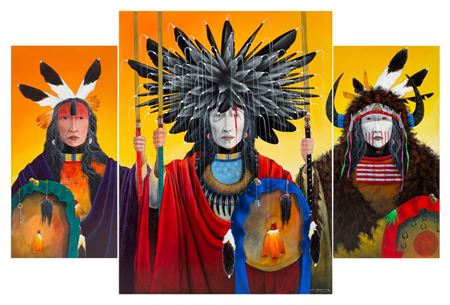 YELLOWMAN CHEYENNE WARRIORS (Triptych)
