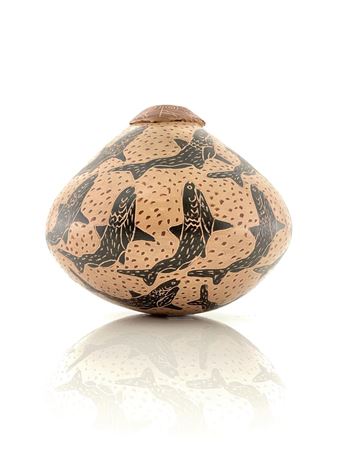 MATA ORTIZ WHALE POLYCHROME POTTERY JAR