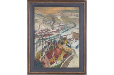 Winter Valley (1952) by Rudolph Sauter - Auction record, sale price, and art valuation. Compare with similar artists and explore comparable artworks.