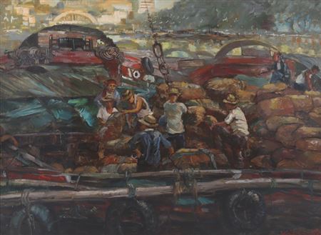 Labourers along Singapore River