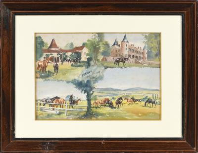 The Perréau stud farm, July 14, 1937 by Jean de La Verteville - Auction record, sale price, and art valuation. Compare with similar artists and explore comparable artworks.